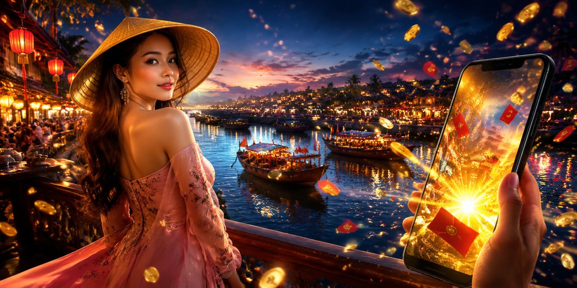 Bãi biển Mũi Né với phong bì đỏ may mắn biểu trưng cho thưởng cá cược thể thao mùa hè