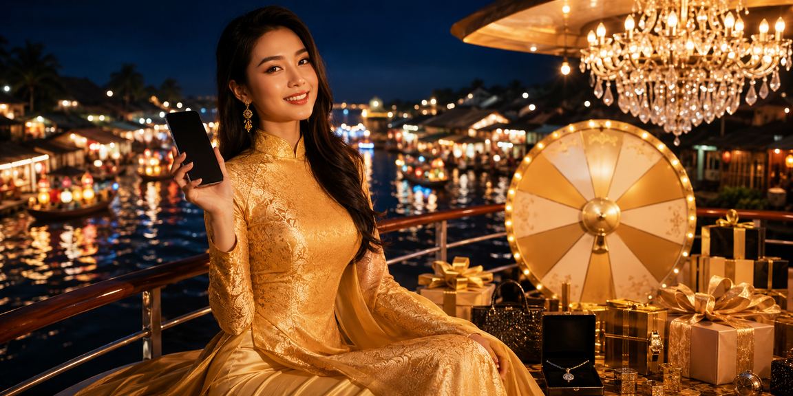 Khung cảnh Phú Quốc với áo dài truyền thống và không khí giải trí cao cấp bên bờ biển